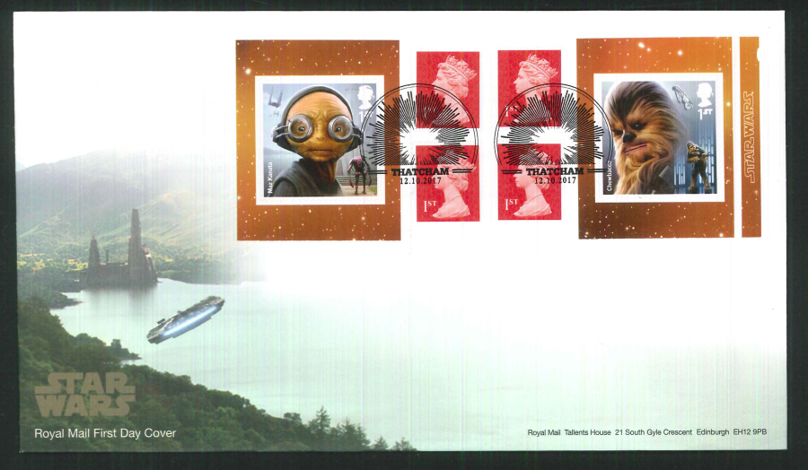 2017 - First Day Cover "Star Wars", Aliens Retail Booklet, Royal Mail, Thatcham Postmark - Click Image to Close